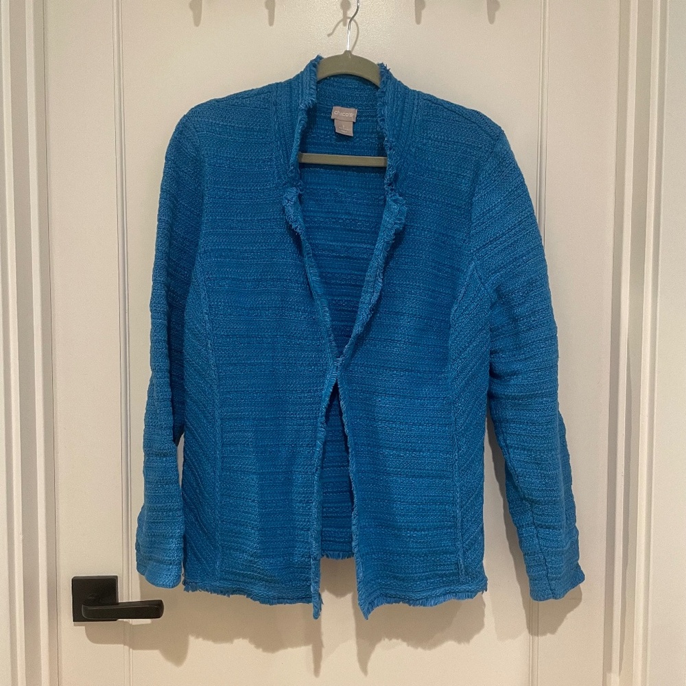 Blue Tweed Chicos Jacket